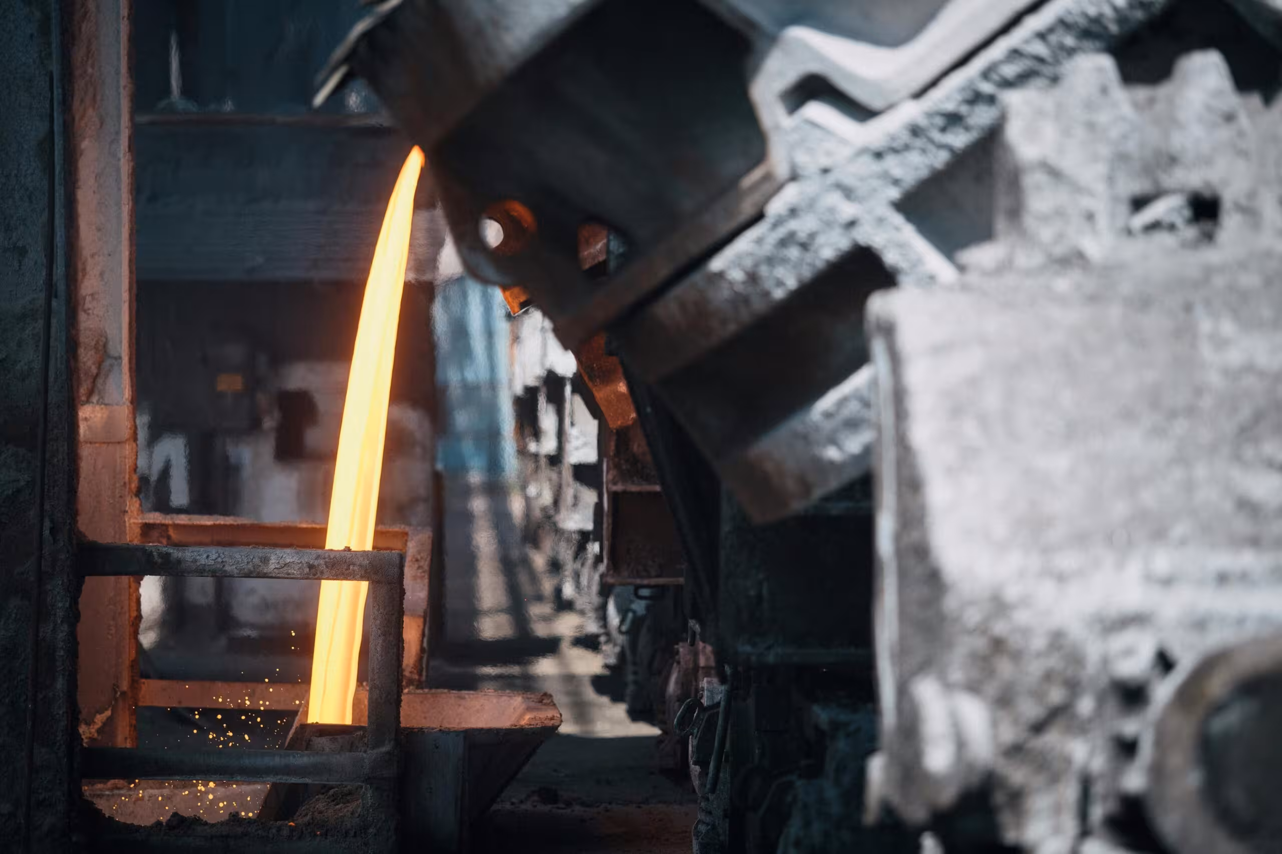 Industrial manufacturing equipment operating inside a production facility